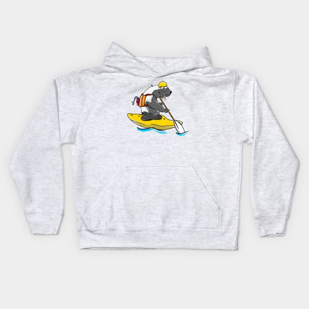 Honey badger in a kayak Kids Hoodie by mailboxdisco